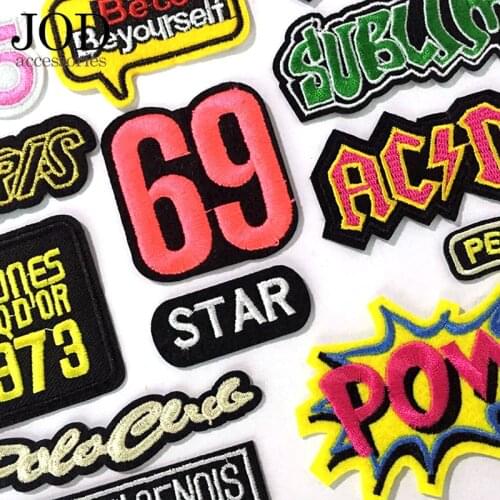 JOD Badge Digital Letter Thermo-adhesive Embroidery Iron on Patches for Clothing Coat Hot Pop Stickers Applications for Cloth