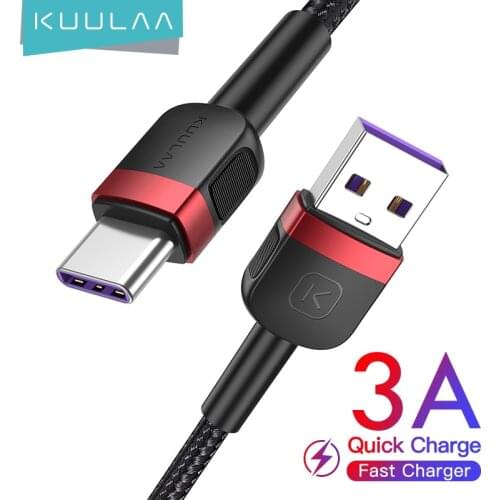KUULAA USB Type C Cable for Redmi Note 9 Pro 8 USB C Cable for Xiaomi Mi 11 Huawei P40 P30 Samsung 3A Fast Charging Cable Line