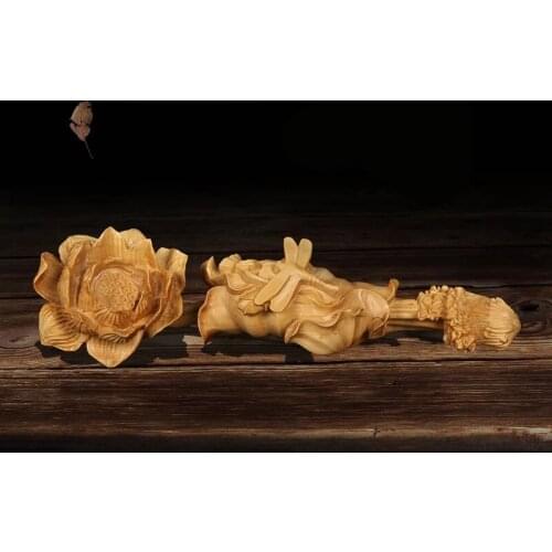 Lotus Chinese Style Ruyi Boxwood Carving Creative Home Decoration Car Wooden Handicrafts Gift Play