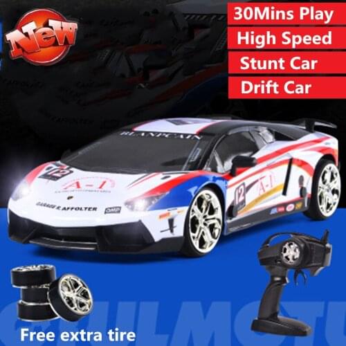Boy Outside Electric RC Racing Drift Car 2.4G 4WD High Speed Remote Control RC Stunt Car Toy 30Mins Play Parent-child Toy gifts
