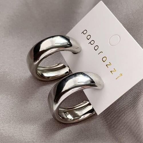 Metal Glossy Mirroring Punk Hoop Earrings For Women Girls Round Circle Earrings Party Daily Street Earring Jewelry Gift 3*3cm