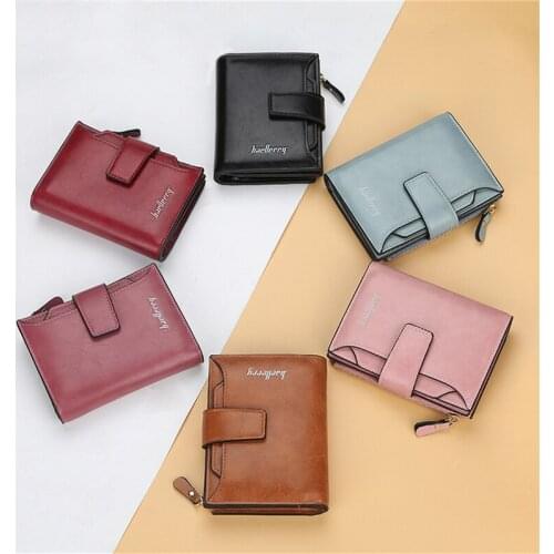 Fashion Leather Wallet for Female ID Credit Card Holder Red Walet for Girls Small Zipper Coin Purse Ladies Short Wallets