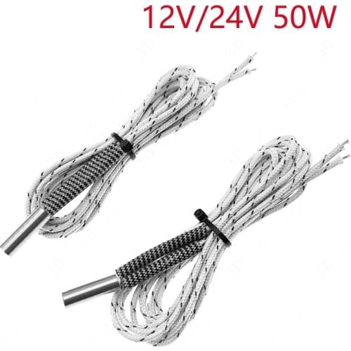 1/1.5M length Heating tube 6*20mm12V/24V 50W Ceramic Cartridge Heater For 3D Printer sapphire pro plus Reprap&Mendel HotEnd Head