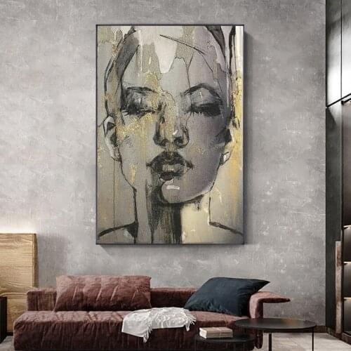 Wandkleed Face Black Canvas Posters Canvas Painting Wall Art Pictures Posters and Prints Wall Decoration for Living Room