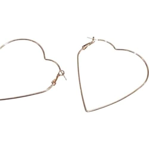 Oversized Large Geometric Golden Stud Earrings Charming Star Heart Shape Distinctive Accessories Geometric Women Earrings