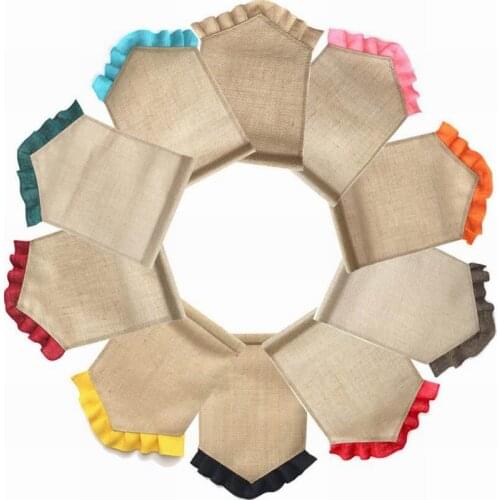 New Fashion 100pc Blank Burlap Flag DIY Jute Ruffles Garden Flags Portable Blank Banner Easter Garden Decorations Random send