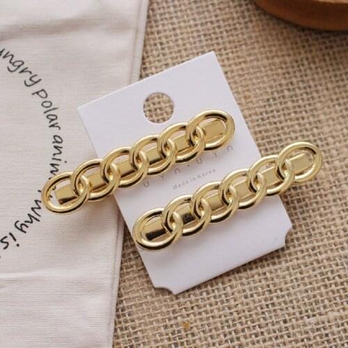 New 1PC Minimalism Metal Chain Hairpins Gold Color Long Barrettes Hair Clips For Women Girls Korea Fashion Hair Accessories