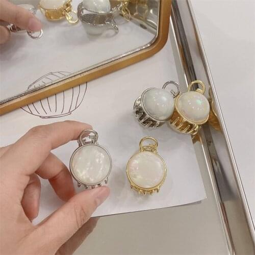 New Vintage Mini Pearl Hair Claw Clips Korean Ins Women Headwear Accessories Plain Color Small Cute Geometric Hair Clamps