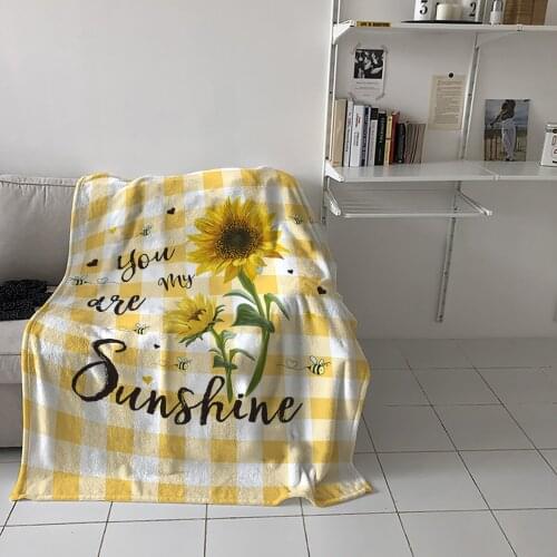 Sunflower Orange Lattice Throw Blanket for Sofa Warm Blanket on Bed Home Bedspread Travel Fleece Blanket