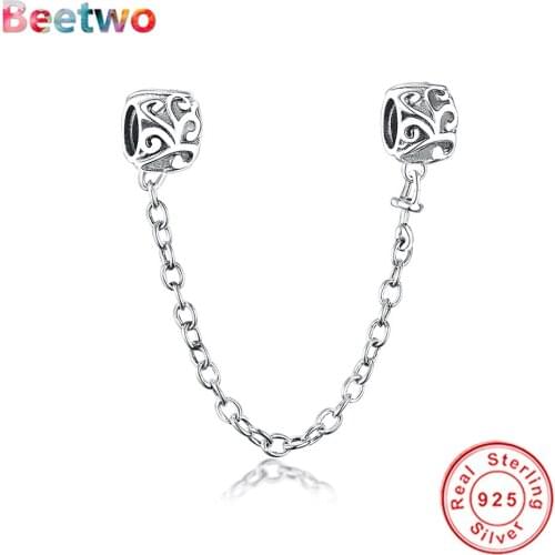 Fit Original Pandora Bracelet Charms 925 Sterling Silver Necklace Vine Plant Safety Chain Pendant Charm Berloque DIY Jewelry