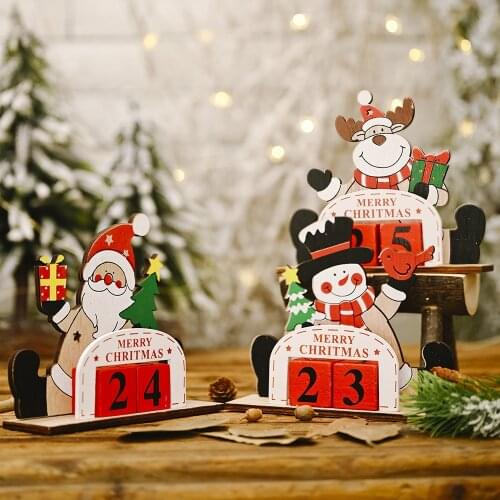 Christmas Decoration Festive Supplies Wooden DIY Calendar Decoration Creative Santa Christmas Countdown
