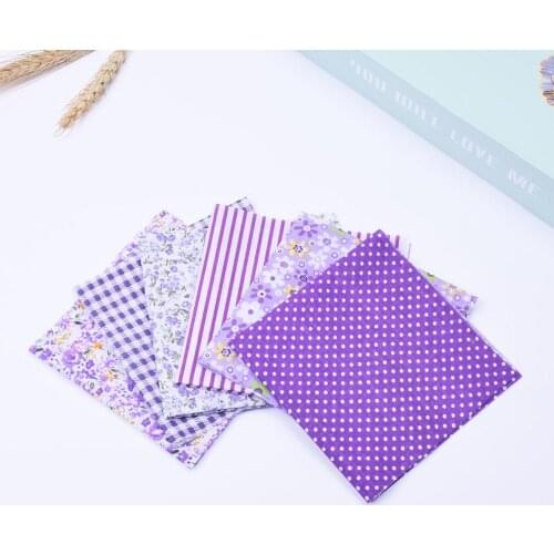 DIY 6pcs/lots 25x25cm Purple Flor Pattern Square 100%Cotton Pur-cut Patchwork Fabric Bundle Sewing Quilting Crafts for Handmade