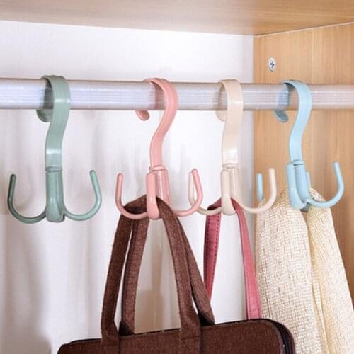 Wardrobes Clothes Rack Space Saving Bag Holder Hanger 360 Degree Rotation Shoes Belt Scarf Hanger 4 Hooks Hanging Drying Rack