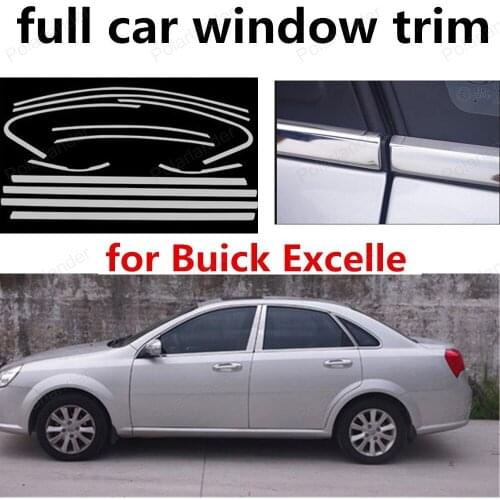 Good quality full Window Frame Trim with column Stainless Steel For Buick Excelle Car Styling Strips