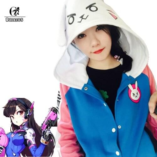 Rolecos Game DVa Hoodie Cosplay Costume D.Va Adult Blue Baseball Coat D.Va Jacket Cosplay thin Hoodies Unisex Cotton Jacket