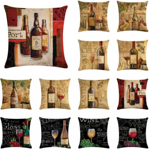 18'' Vintage Red Wine Cotton Linen Pillow Case Sofa Cushion Cover Home Decor