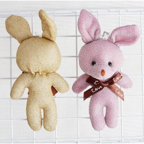 Bright silk conjoined rabbit doll plush toy key chain bag creative childrens plush pendant Christmas gift