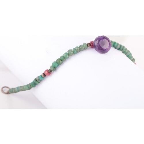 UM US JEWELRY Emerald Natural Gemstone Set Bracelet