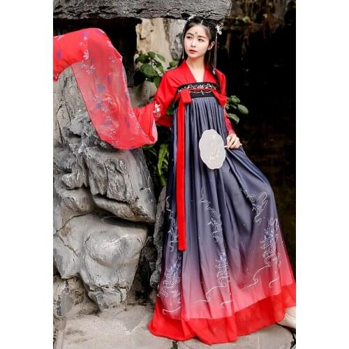 Hanfu Womens Dress Tops Chest Skirt Cosplay Dance Ancient Costume Chiffon Dress Elegant Frivolous Longuette 2020 Hot Unique