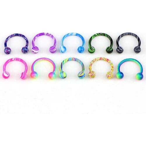 10pcs 10-color Sphere Stainless Steel Nose Ring Piercing Horseshoe Spike Septum Piercing Nipple Piercing Nariz