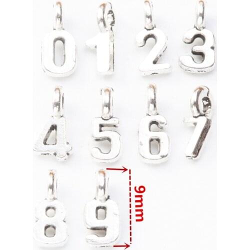 100 retro digital pendants antique silver suitable for bracelet necklace DIY metal jewelry making