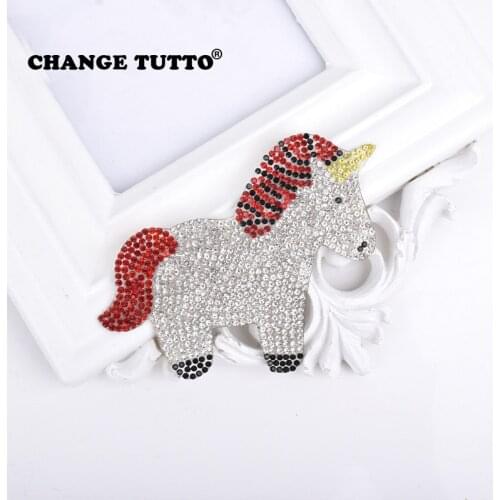 3color Sparkling Pony Rhinestone patches for clothing DIY Appliques Bling Iron-on diamond painting iron on patches