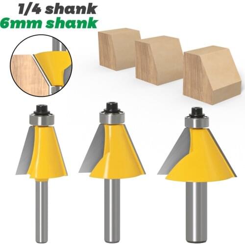6mm 8mm 1/4 inch 12mm 1/2 inch Shank Chamfer Router Bit 15/22.5/30 Bevel Edging Milling Cutter for Wood Woodorking Machine Tool