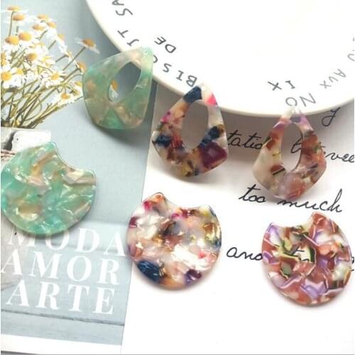 6pcs Acetate Acrylic Beads Circle Shaped Acetic Acid Resin Earring Finding