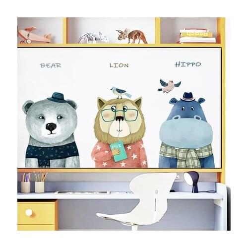 60*110cm Cartoon Animal Kids Room PVC Wall Sticker Baby Bedroom Nursery Wall Decals Mural Wallpaper