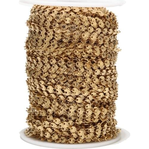 New Arrival 4MM width gold tone Stainless Steel round flower Decorative Chain for DIY jewelry crafts Necklace Making Link Chains