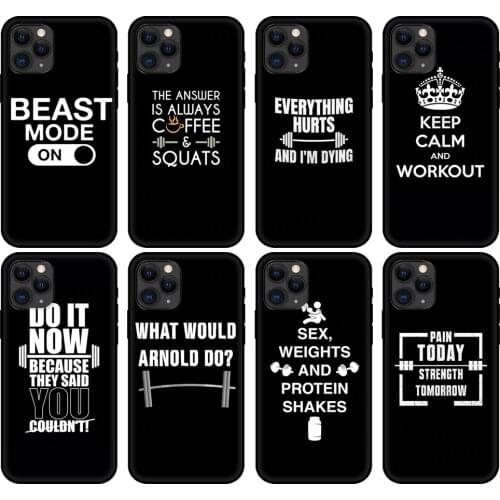 Black tpu case for iphone 5 5s 6 6s 7 8 plus x 10 cover for iphone XR XS 11 pro MAX case Workout Motivation fitness Gym quotes