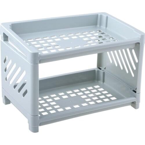 Double Layer Hollow Shelf Plastic Cosmetics Desktop Finishing Bathroom Accessory 94PF