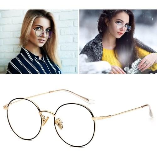 Feishini Round Frame Computer Glasses Women Rays Radiation Eyeglasses Frames Metal Unisex Anti Blue Light Glasses Men Optical