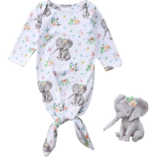 Hot Sale Newborn Baby Photo Props Boy Girls Floral Blanket Long Sleeve Elephant Sleeping Bag Swaddle Wrap Outfits 3-6 Monthes