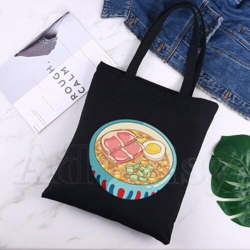 Ponyo Canvas Black Shopping Tote Bag Reusable Shoulder Cloth Book Bag Gift Handbag