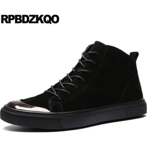 Sneakers Italian Trainer Shoes High Top Designer Lace Up Booties Faux Fur Mens Winter Boots Warm Black Ankle Genuine Leather