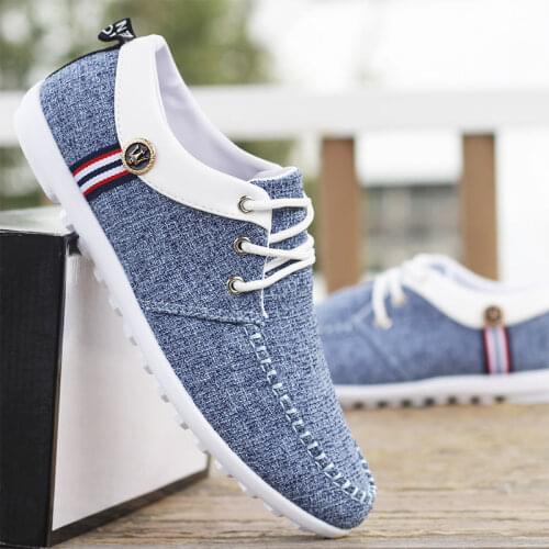 Summer Breathable Casual Shoes Comfortable Lace-Up Convenient Canvas Shoes New Fashionable Flat-Bottomed Mens Driving Shoes