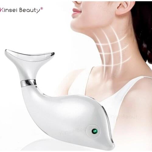 Hot Sell Mini Electric Dolphin Shape Neck Massager Heat Vibration And Scraping Massage Tool V Face Lifting Firming Device
