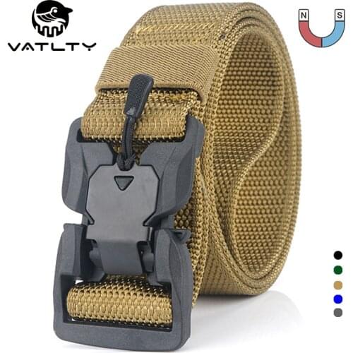 Magnetic Tactical Belt Elastic/No Elasticity Strong Nylon Outdoor Work Belt Engineering Plastic Quick Release Military Army Belt