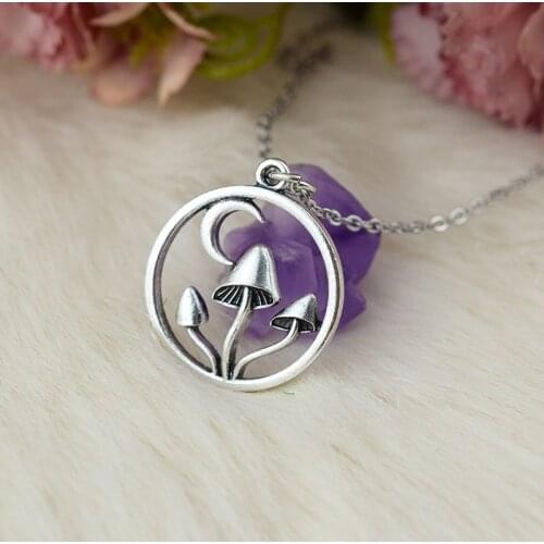 Multi Design Mushroom Pendant Necklace For Women Mountain Woodland Elves Jewelry