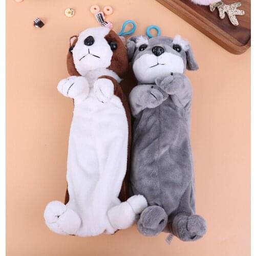 Cartoon Plush Pencil Case Kawaii Plush Dog Puppy School office supplies For Kids Stationery Pencil Box SD&HI Pencil Bags