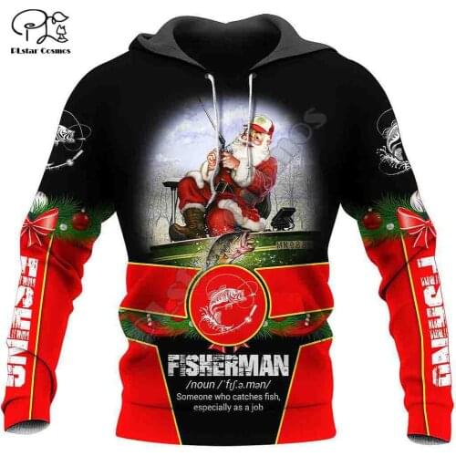 PLstar Cosmos 3D Printed Merry Christmas Santa Claus Fisherman Women Men Streetwear Funny Casual Hoodies/Sweatshirt/Jacket