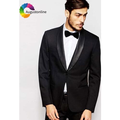 Custom Made Black Men Suits Wedding Suits for Man Blazer Slim Fit Groom Tuxedo Shawl Lapel Jacket Pants 2Piece Costume Homme