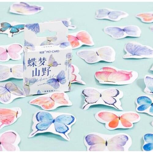 Boxed stickers (45 pieces) Butterfly Dream Mountain Series Self-adhesive Handbook Decoration Handbook Collage Sealing