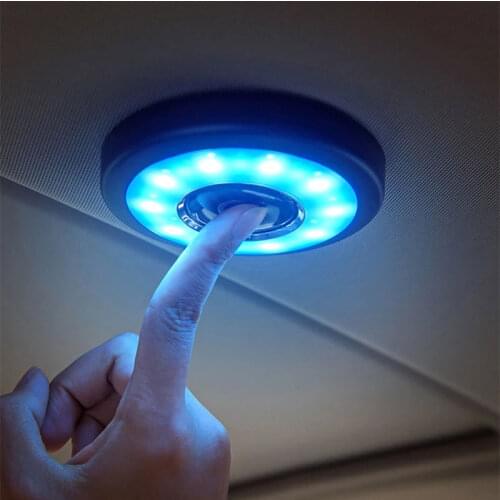 Touch Type Car Interior Night Light Universal Rechargeable Wireless Interior Reading Lamp Portable Round USB Charging LED Light