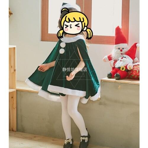 New Autumn and Winter Cosplay Costume Christmas Shawl Cloak Cute Dress For Girl X