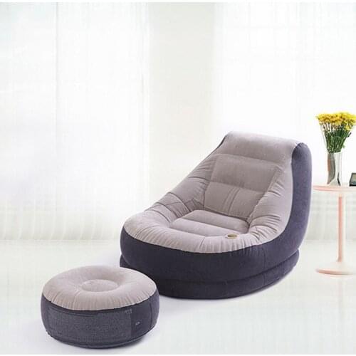 Original Delivery Intex Inflatable Flocking Single Sofa Lazy Sofa Bed Lunch Break Recliner with Footstool 68564