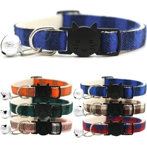 Pet Cat Collar Safety Buckle Cat Collar with Bell Adjustable Kitten Puppy Accessories Supplies Breakaway Small Dog Cat Collar