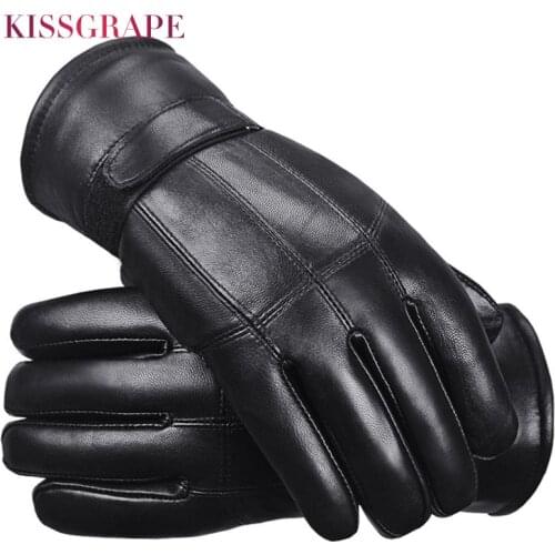 New Mens Genuine Leather Winter Fur Gloves Super Warm Men Motorcycle Gloves Waterproof Windproof Male Thick Sheep Fur Glove