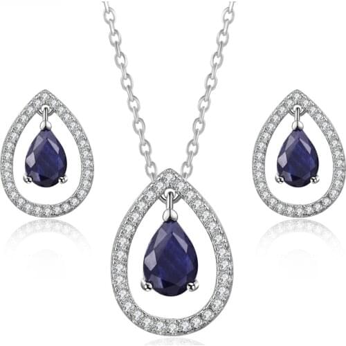 Earrings Necklace Jewelry Set For Women Luxury Hollowout Teardrop CZ Rose Gold Color Wedding Jewellry Wholesale S534